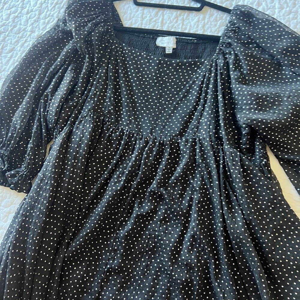 Black  empire waist dress with tiny sliver stars size 1x - Picture 9 of 11